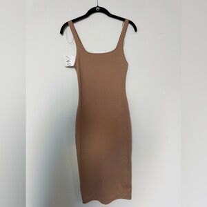 NWT** Zara Beige Sleeveless Bodycon Dress